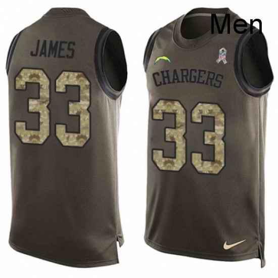 Men Nike Los Angeles Chargers 33 Derwin James Limited Green Salute to Service Tank Top NFL Jersey